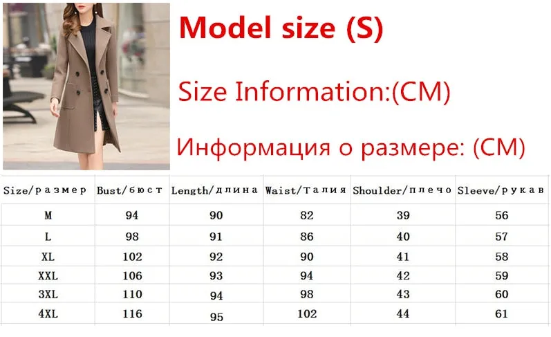 2019 New Women Overcoat Wool Coat Double Breasted High Quality Autumn Winter Jacket Elegant