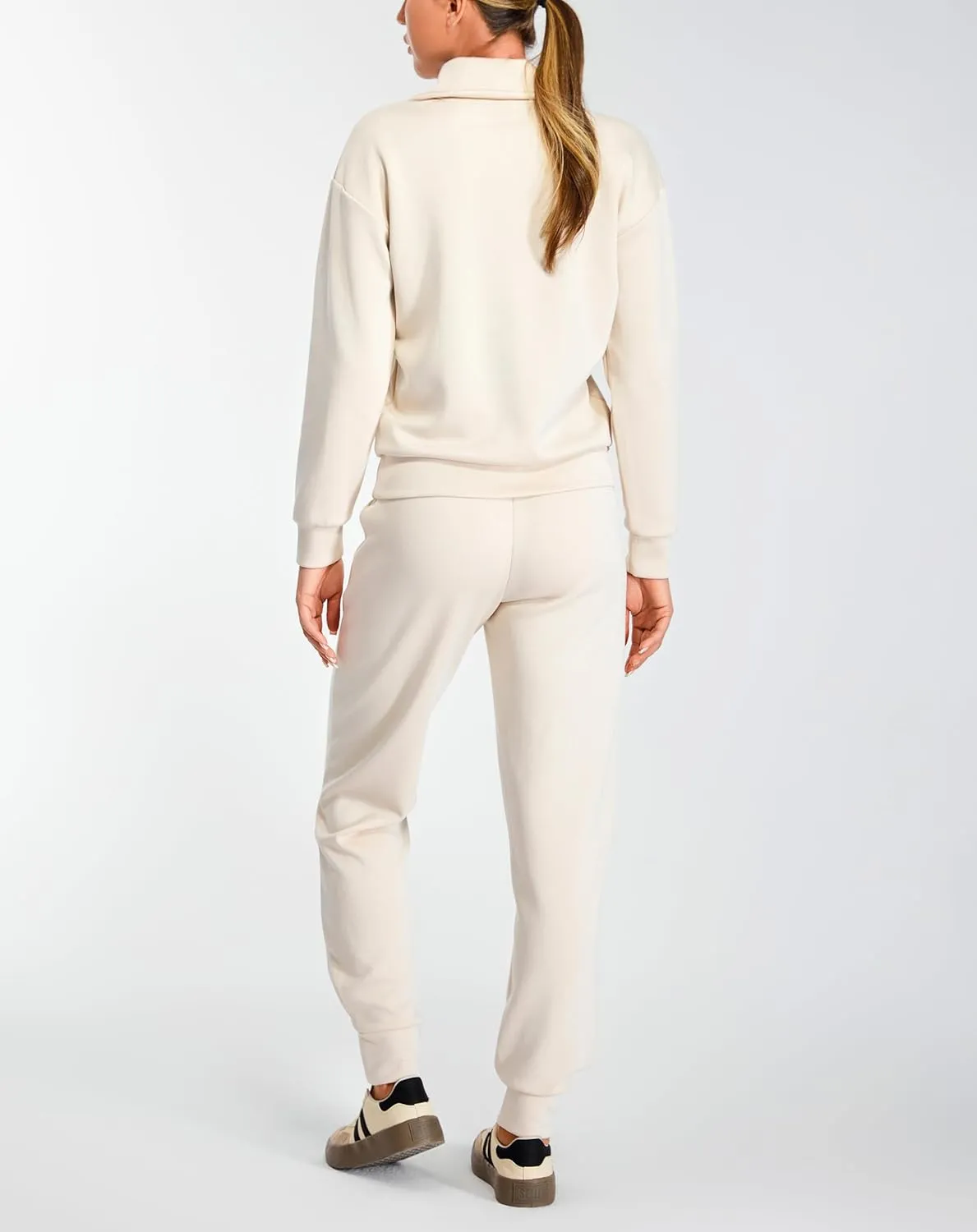 AFITNE Women's 2 Piece Outfits Sweatsuits Long Sleeve Tracksuit Casual Lapel Half Zip Sweatshirt Joggers Sweatpants Set