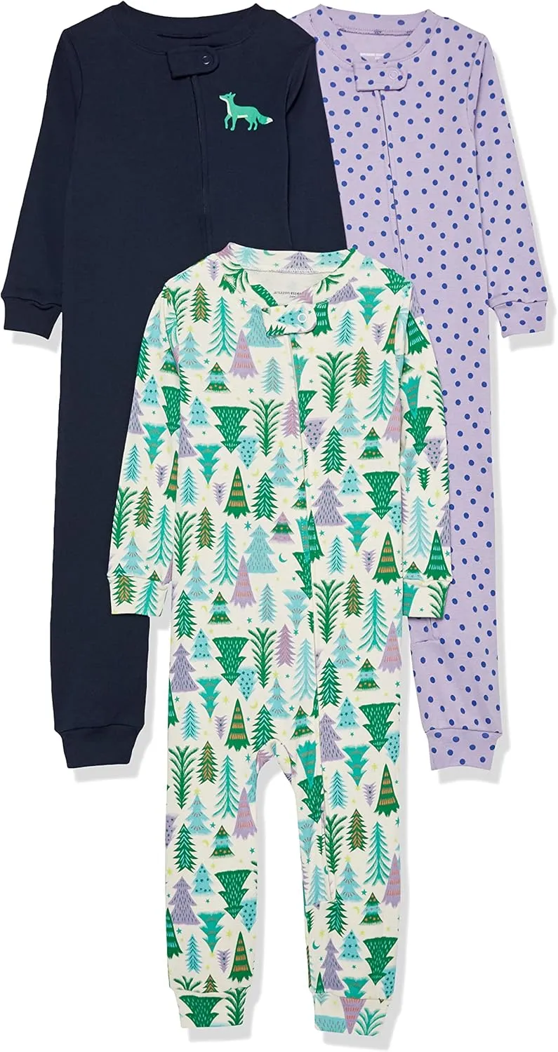 Amazon Essentials Unisex Toddlers and Babies' Snug-Fit Cotton Footless Sleeper Pajamas, Multipacks