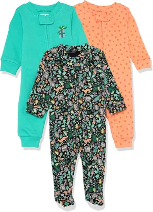 Amazon Essentials Unisex Toddlers and Babies' Snug-Fit Cotton Footless Sleeper Pajamas, Multipacks