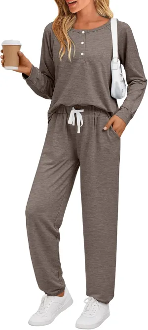 AUTOMET Womens 2 Piece Outfits Pajamas Sets Fall Lounge Sets Loungewear Sweatsuits with Sweatpants