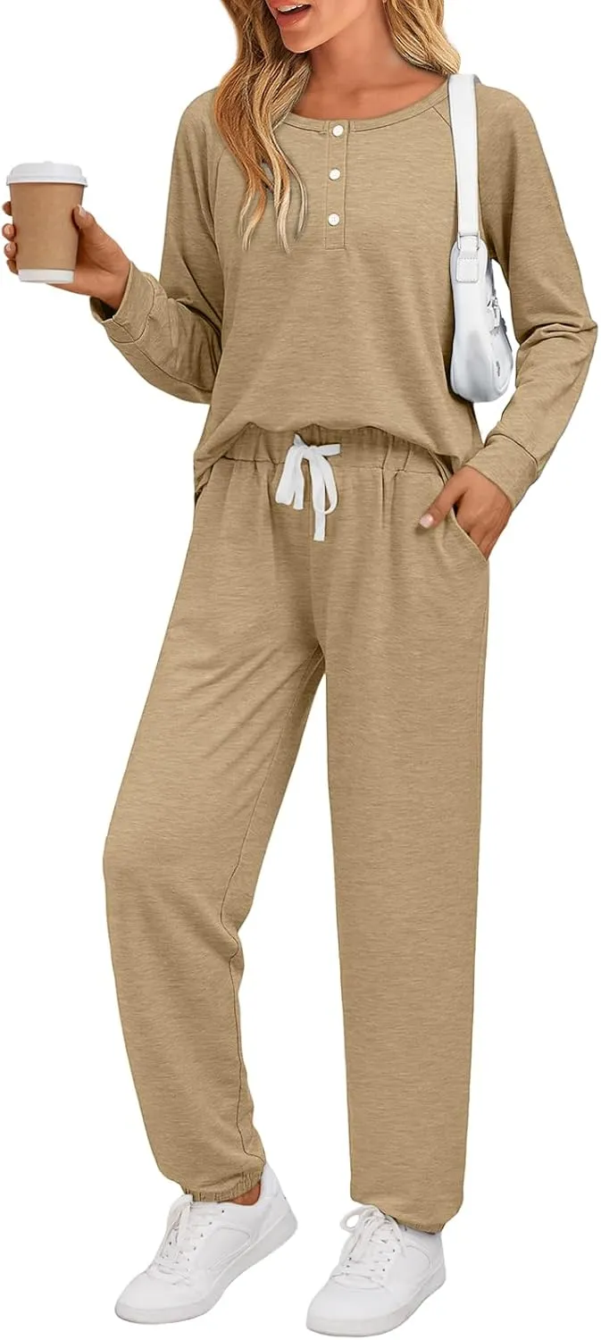 AUTOMET Womens 2 Piece Outfits Pajamas Sets Fall Lounge Sets Loungewear Sweatsuits with Sweatpants