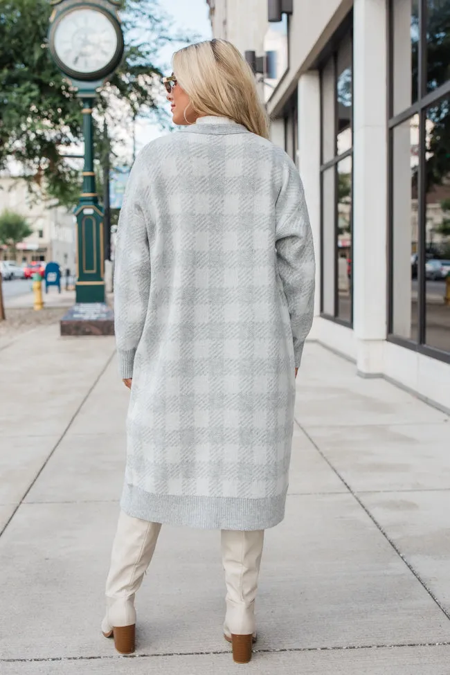 Be The First Grey Plaid Long Cardigan SALE