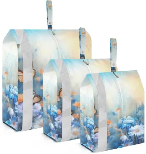 Butterflies and Flowers Packing Cubes Set of 3, Lightweight Travel Luggage Organizers Foldable Bags for Easy Packing and Organization