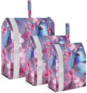 Butterfly Flower Pink Packing Cubes Set of 3, Lightweight Travel Luggage Organizers Foldable Bags for Easy Packing and Organization