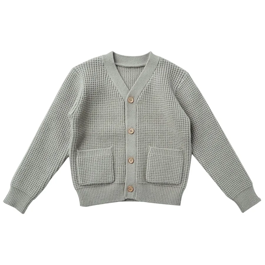 Button Cardigan - Blue Fog