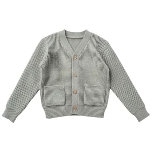 Button Cardigan - Blue Fog