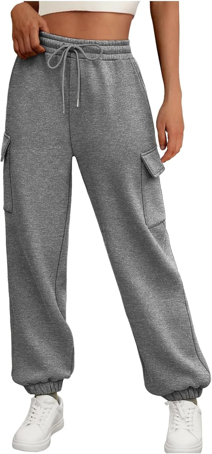 Cargo Sweatpants for Teen Girls Cinch Bottom Baggy Trousers High Waisted Soft with Pockets Lounge Pants Joggers Comfy