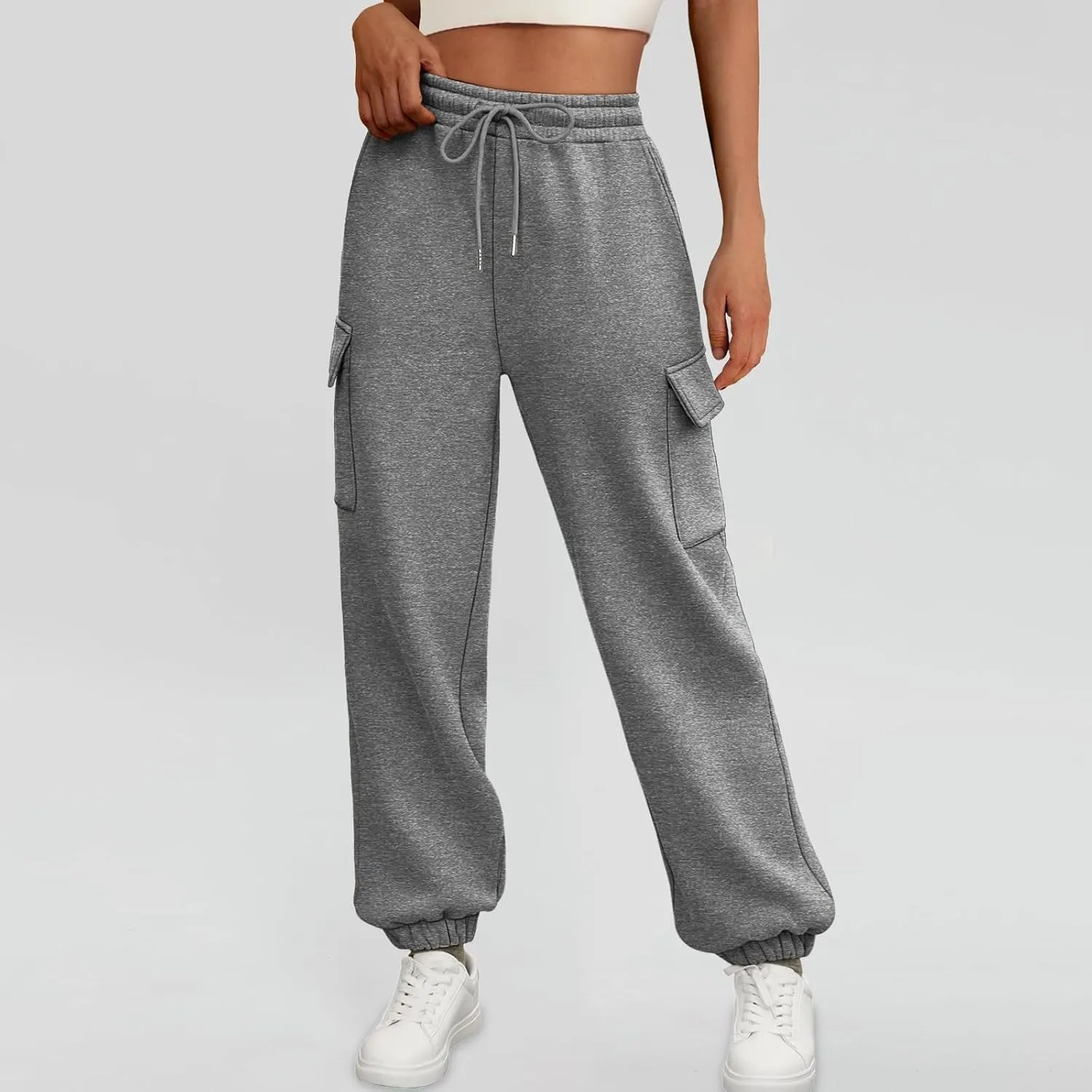 Cargo Sweatpants for Teen Girls Cinch Bottom Baggy Trousers High Waisted Soft with Pockets Lounge Pants Joggers Comfy
