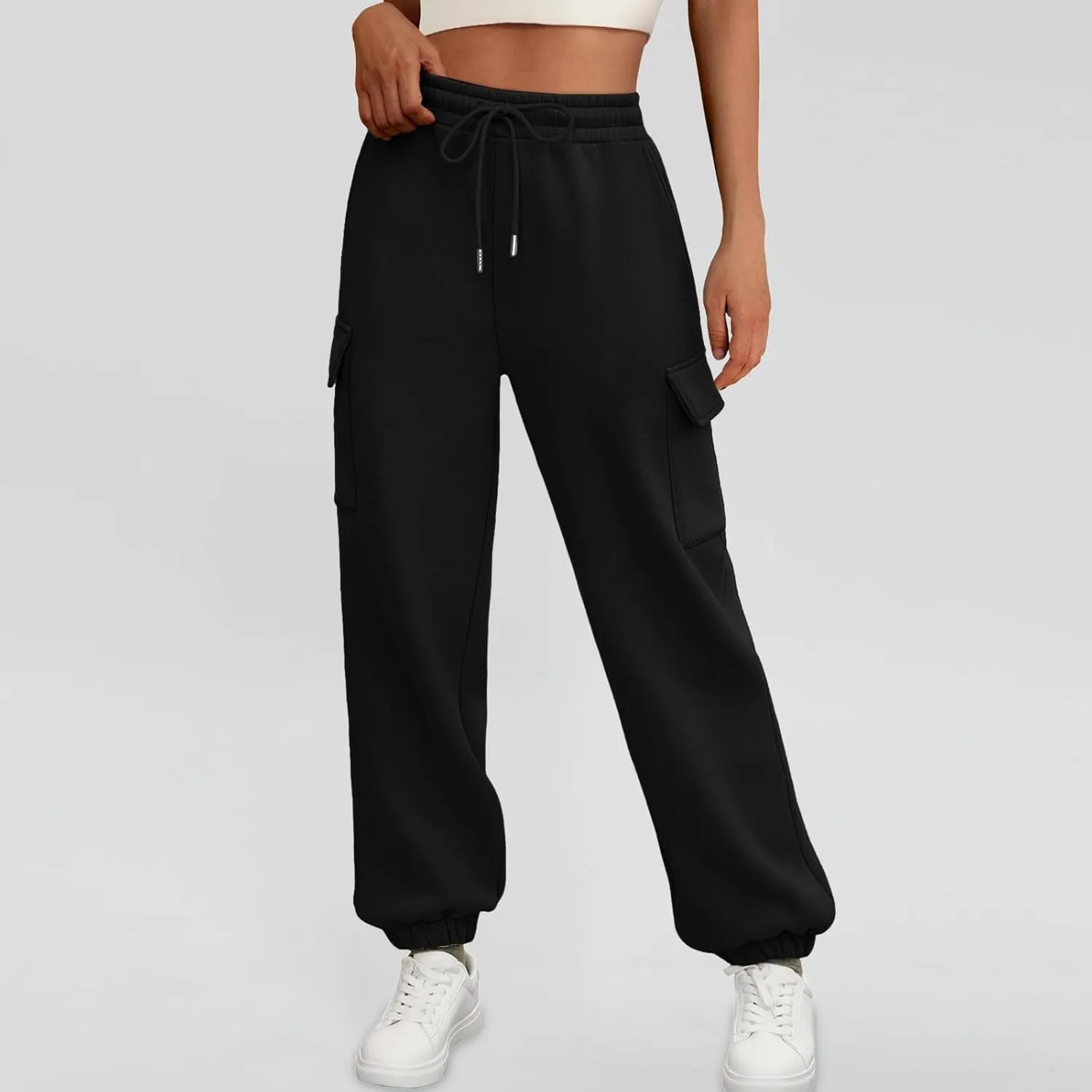 Cargo Sweatpants for Teen Girls Cinch Bottom Baggy Trousers High Waisted Soft with Pockets Lounge Pants Joggers Comfy