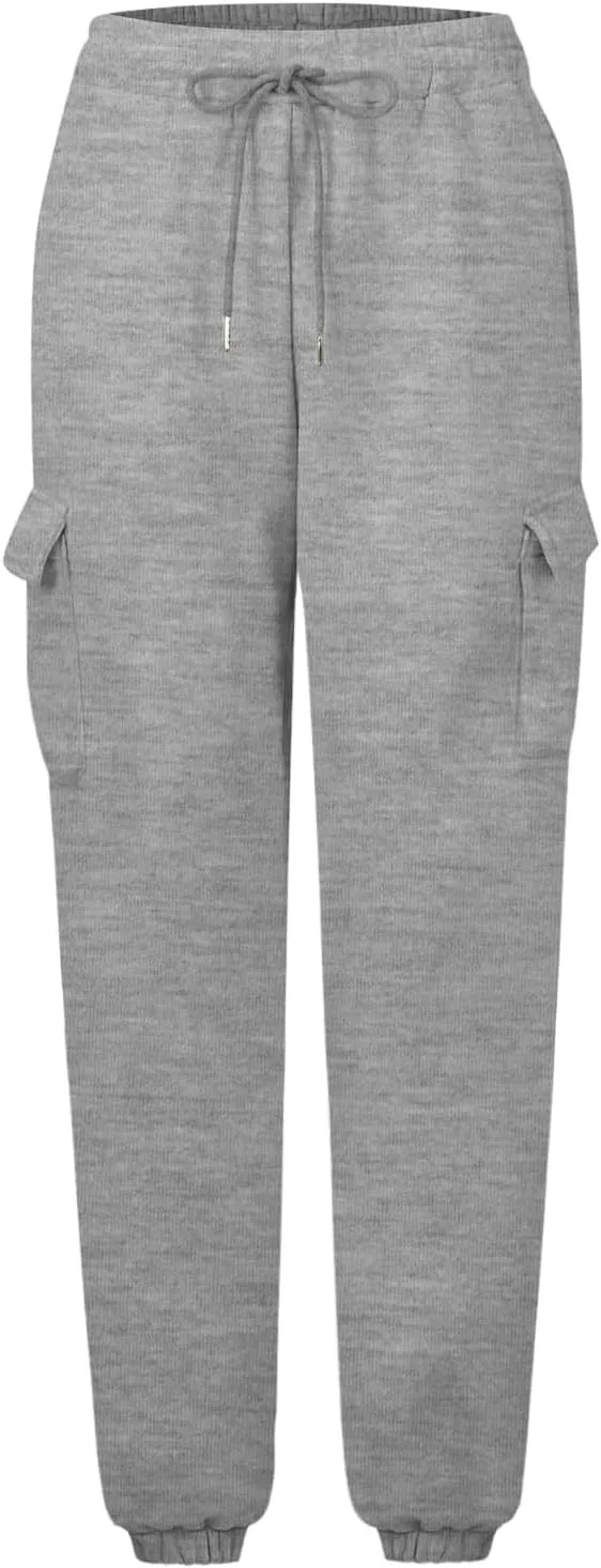 Cargo Sweatpants for Teen Girls Cinch Bottom Baggy Trousers High Waisted Soft with Pockets Lounge Pants Joggers Comfy