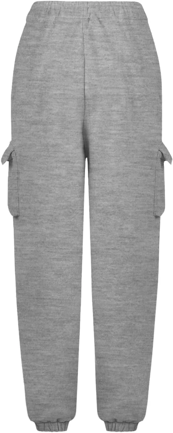 Cargo Sweatpants for Teen Girls Cinch Bottom Baggy Trousers High Waisted Soft with Pockets Lounge Pants Joggers Comfy