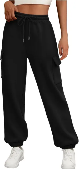 Cargo Sweatpants for Teen Girls Cinch Bottom Baggy Trousers High Waisted Soft with Pockets Lounge Pants Joggers Comfy