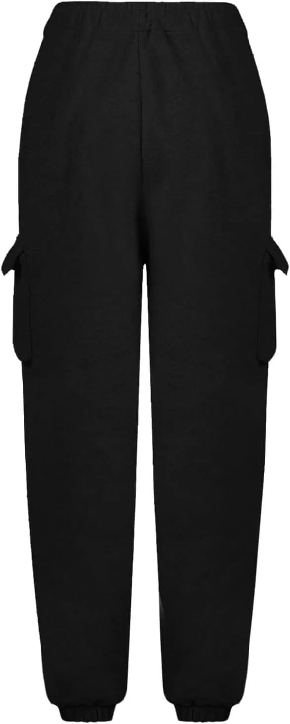 Cargo Sweatpants for Teen Girls Cinch Bottom Baggy Trousers High Waisted Soft with Pockets Lounge Pants Joggers Comfy
