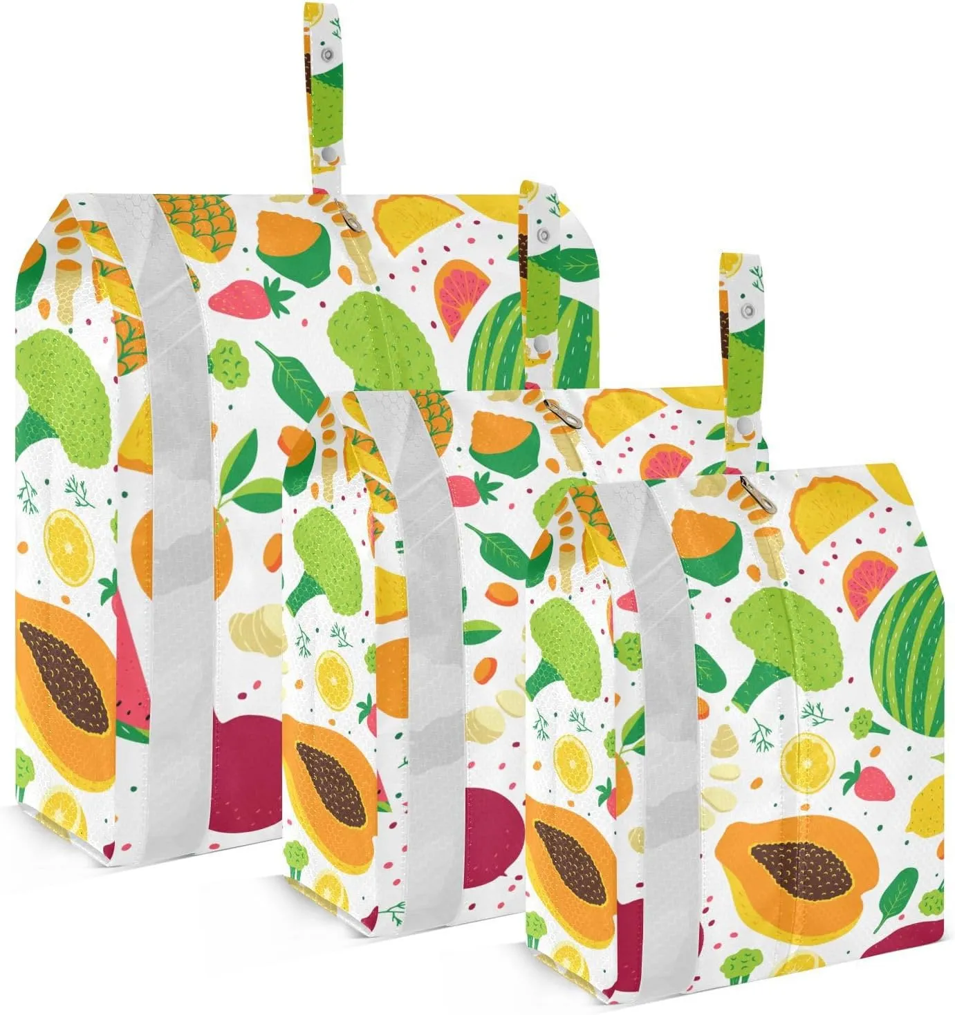 Cartoon Fruit Pattern Packing Cubes Set of 3, Lightweight Travel Luggage Organizers Foldable Bags for Easy Packing and Organization