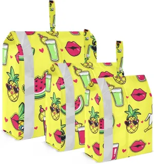 Cartoon Watermelon Pineapple Packing Cubes Set of 3, Lightweight Travel Luggage Organizers Foldable Bags for Easy Packing and Organization