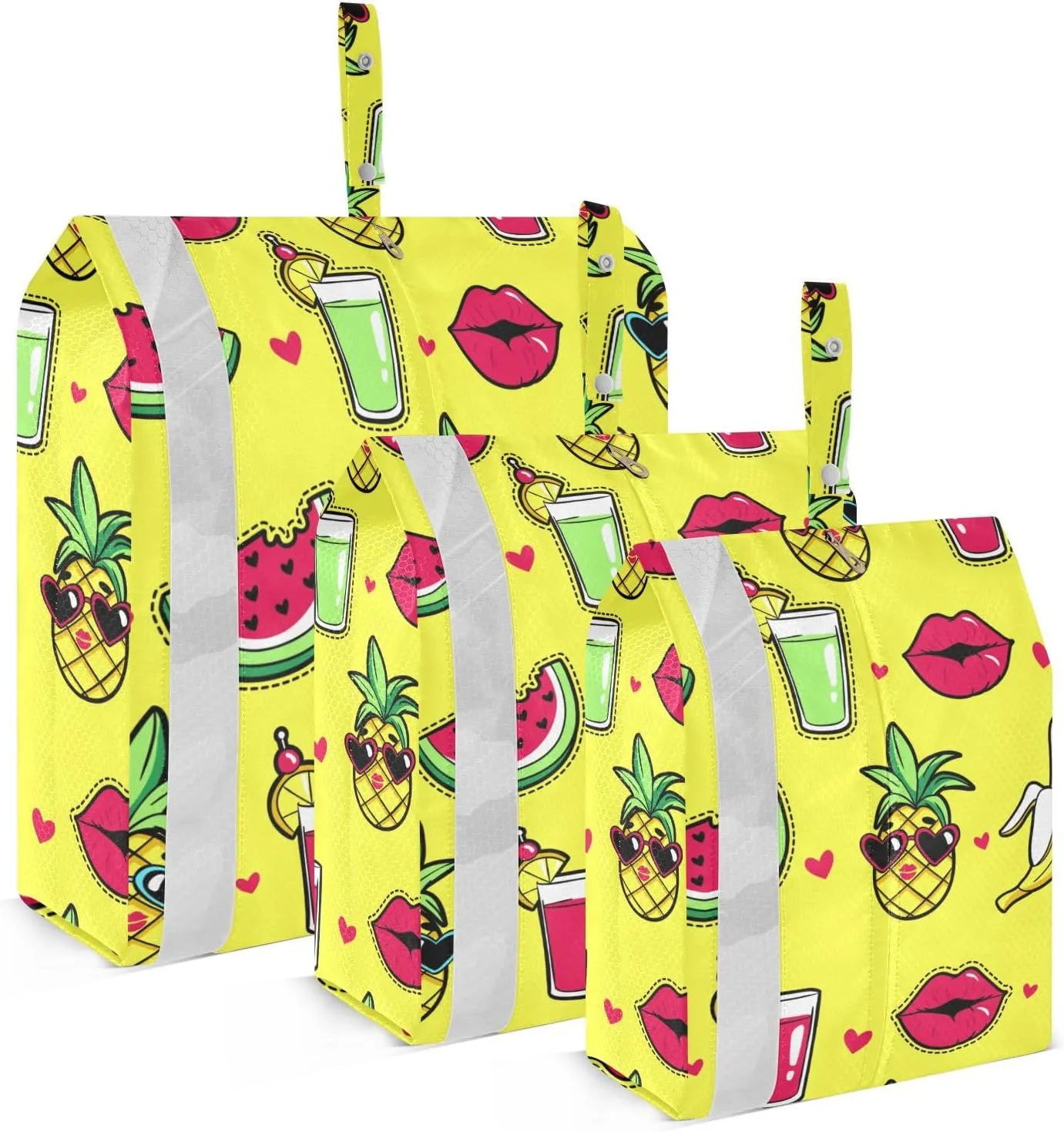Cartoon Watermelon Pineapple Packing Cubes Set of 3, Lightweight Travel Luggage Organizers Foldable Bags for Easy Packing and Organization