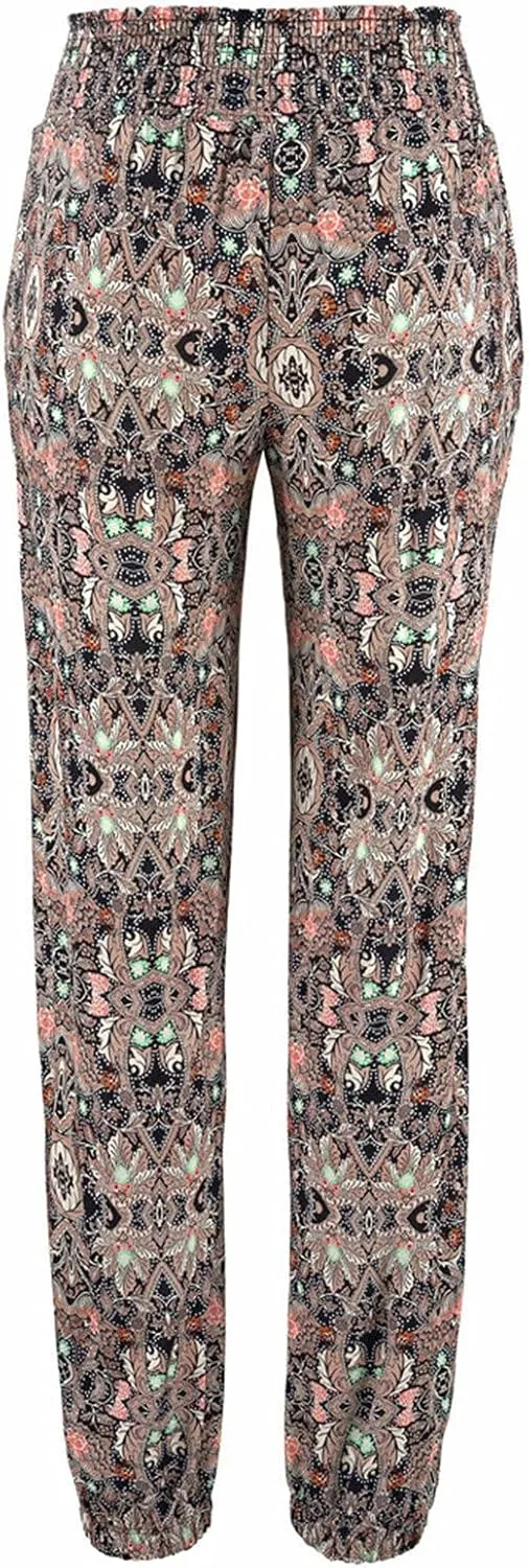 Casual Women's High Waist Printed Pants Loose Easy Trousers Boho Summer Beach Pants with Pockets