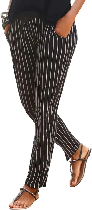 Casual Women's High Waist Printed Pants Loose Easy Trousers Boho Summer Beach Pants with Pockets