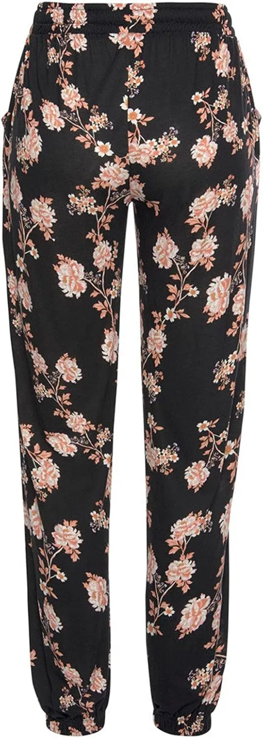 Casual Women's High Waist Printed Pants Loose Easy Trousers Boho Summer Beach Pants with Pockets