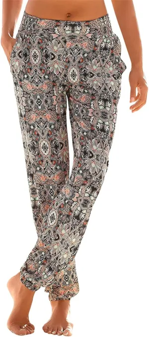 Casual Women's High Waist Printed Pants Loose Easy Trousers Boho Summer Beach Pants with Pockets