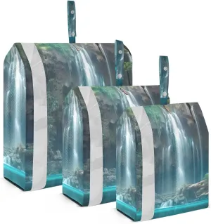 Cave Waterfall Landscape Packing Cubes Set of 3, Lightweight Travel Luggage Organizers Foldable Bags for Easy Packing and Organization