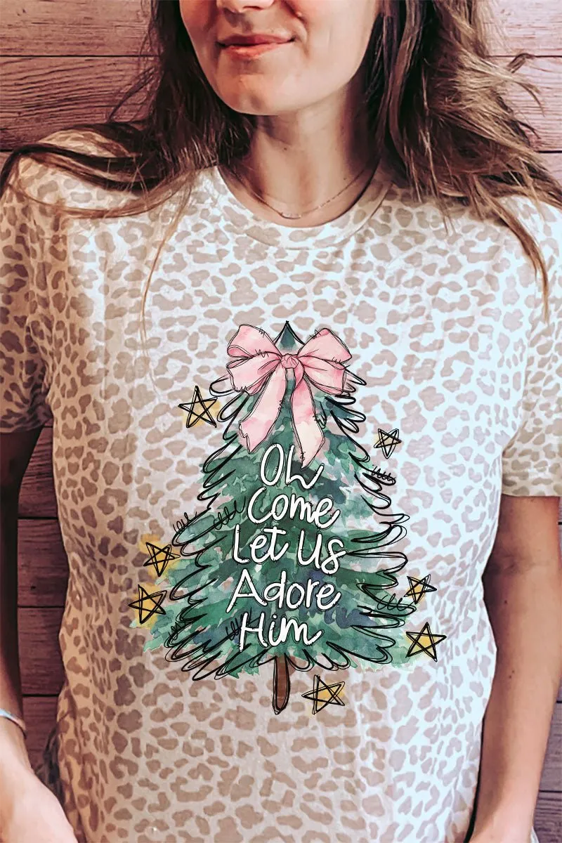 Christmas Tree Let Us Adore Him Fine Jersey Tee