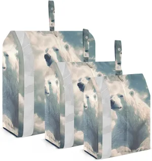 Cloud Bear White Packing Cubes Set of 3, Lightweight Travel Luggage Organizers Foldable Bags for Easy Packing and Organization