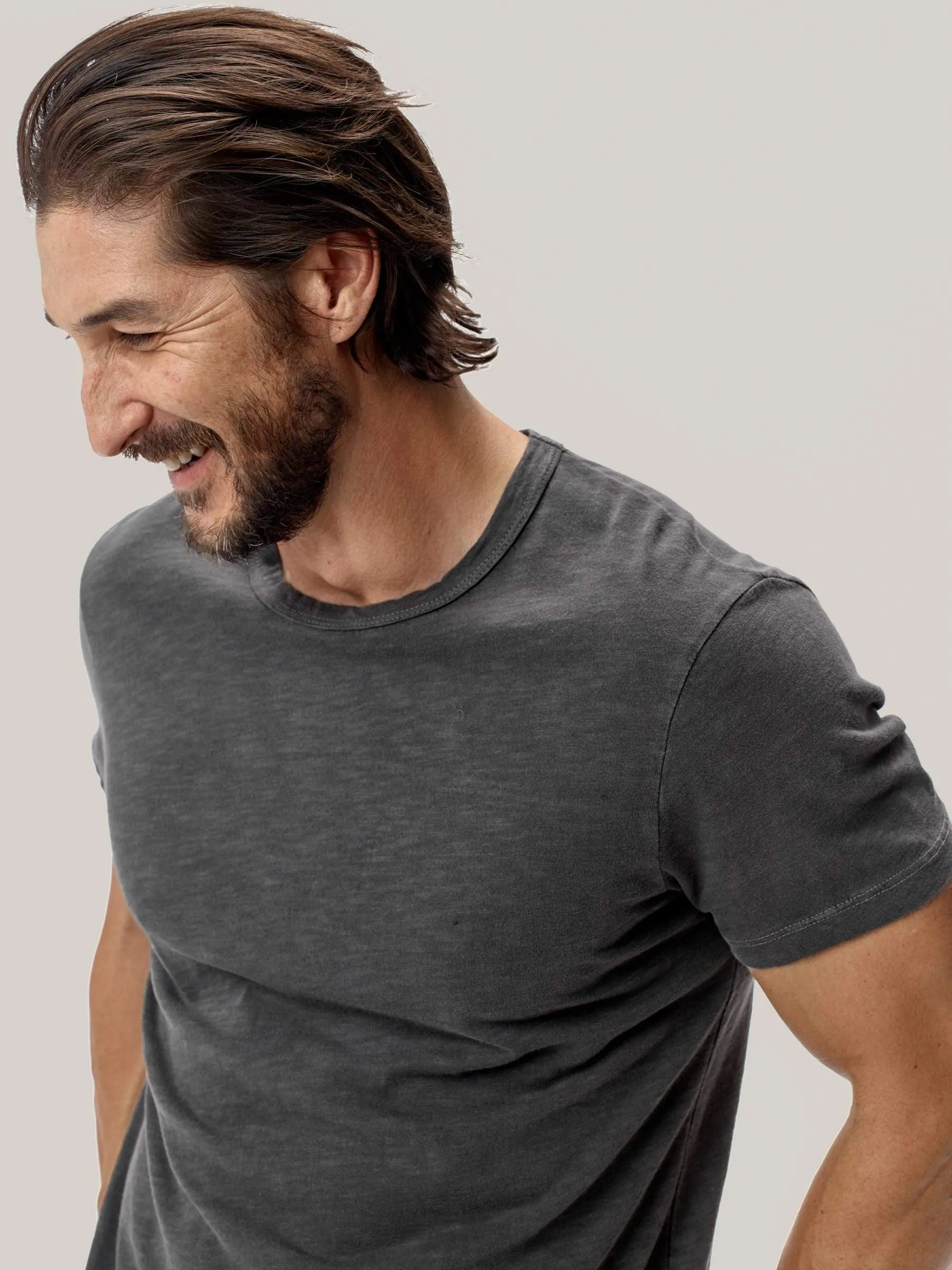 Coal Slub Curved Hem Tee