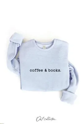 Coffee & Books Crewneck Sweatshirt | Oat Collective | Baby Blue