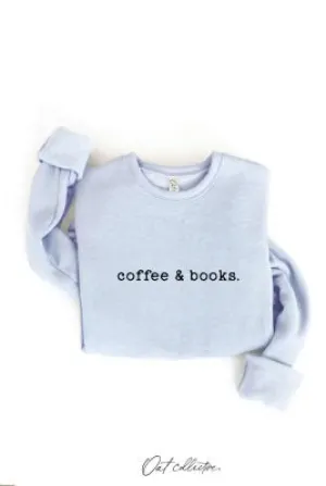Coffee & Books Crewneck Sweatshirt | Oat Collective | Baby Blue