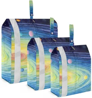 Colorful Solar System Packing Cubes Set of 3, Lightweight Travel Luggage Organizers Foldable Bags for Easy Packing and Organization