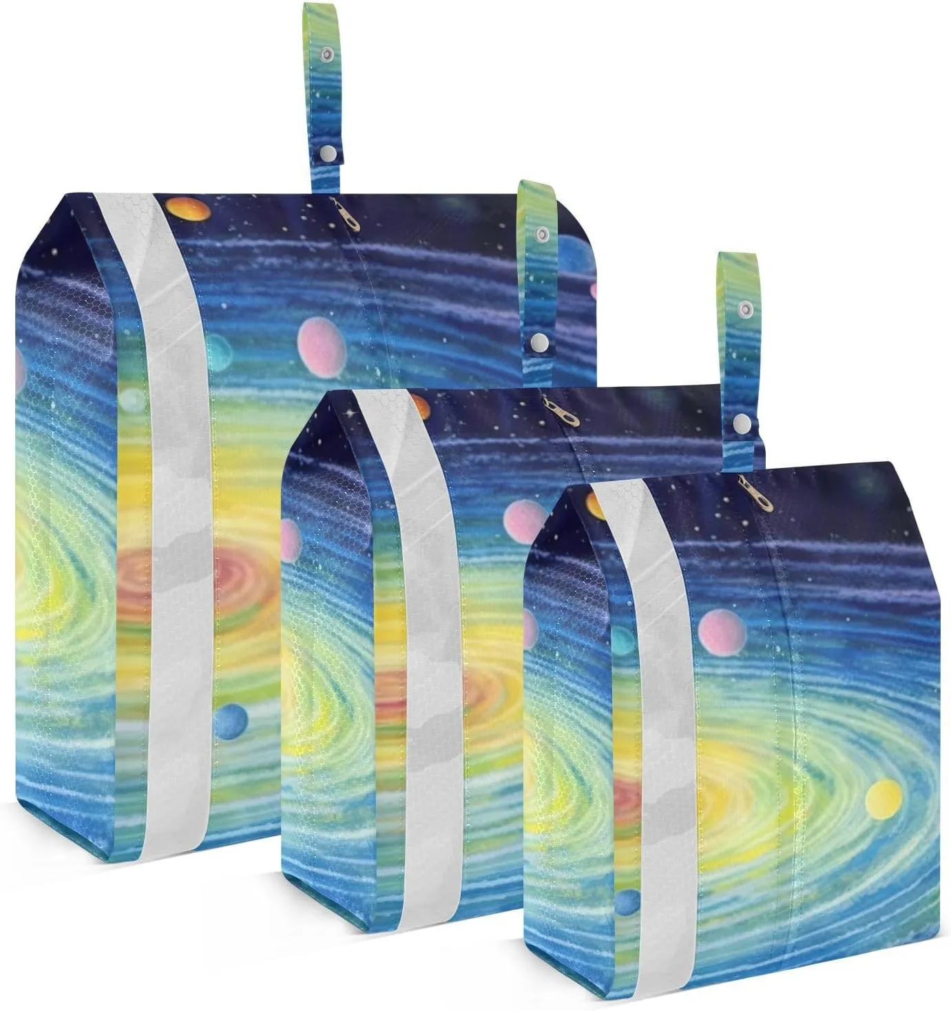 Colorful Solar System Packing Cubes Set of 3, Lightweight Travel Luggage Organizers Foldable Bags for Easy Packing and Organization