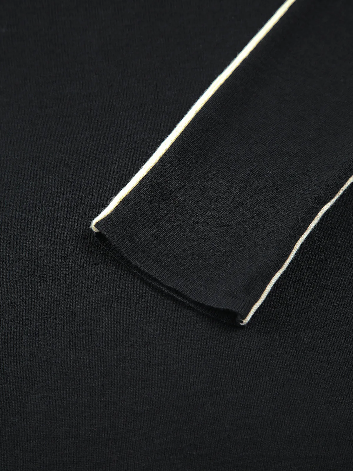 Contrast Piping Turtleneck Trendy Long Sleeve Top