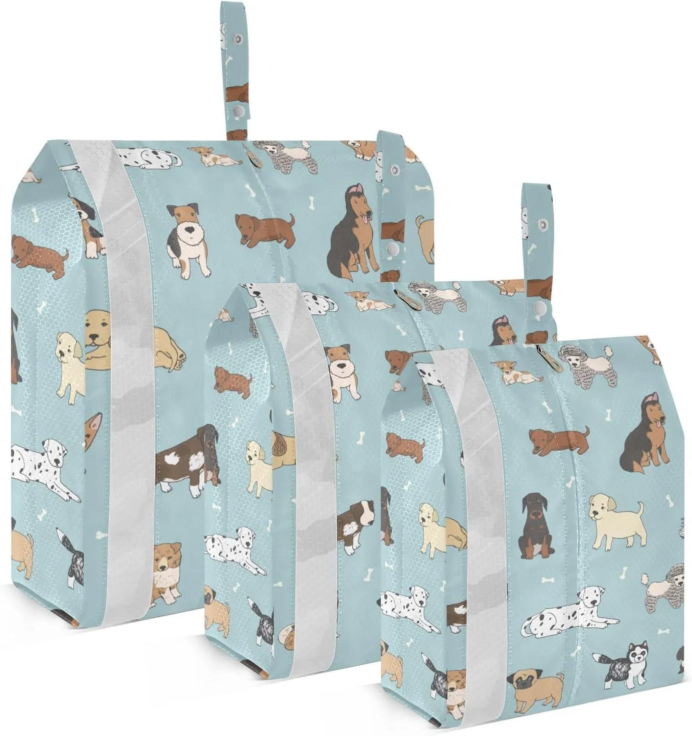 Cute Puppy Dog Packing Cubes Set of 3, Lightweight Travel Luggage Organizers Foldable Bags for Easy Packing and Organization