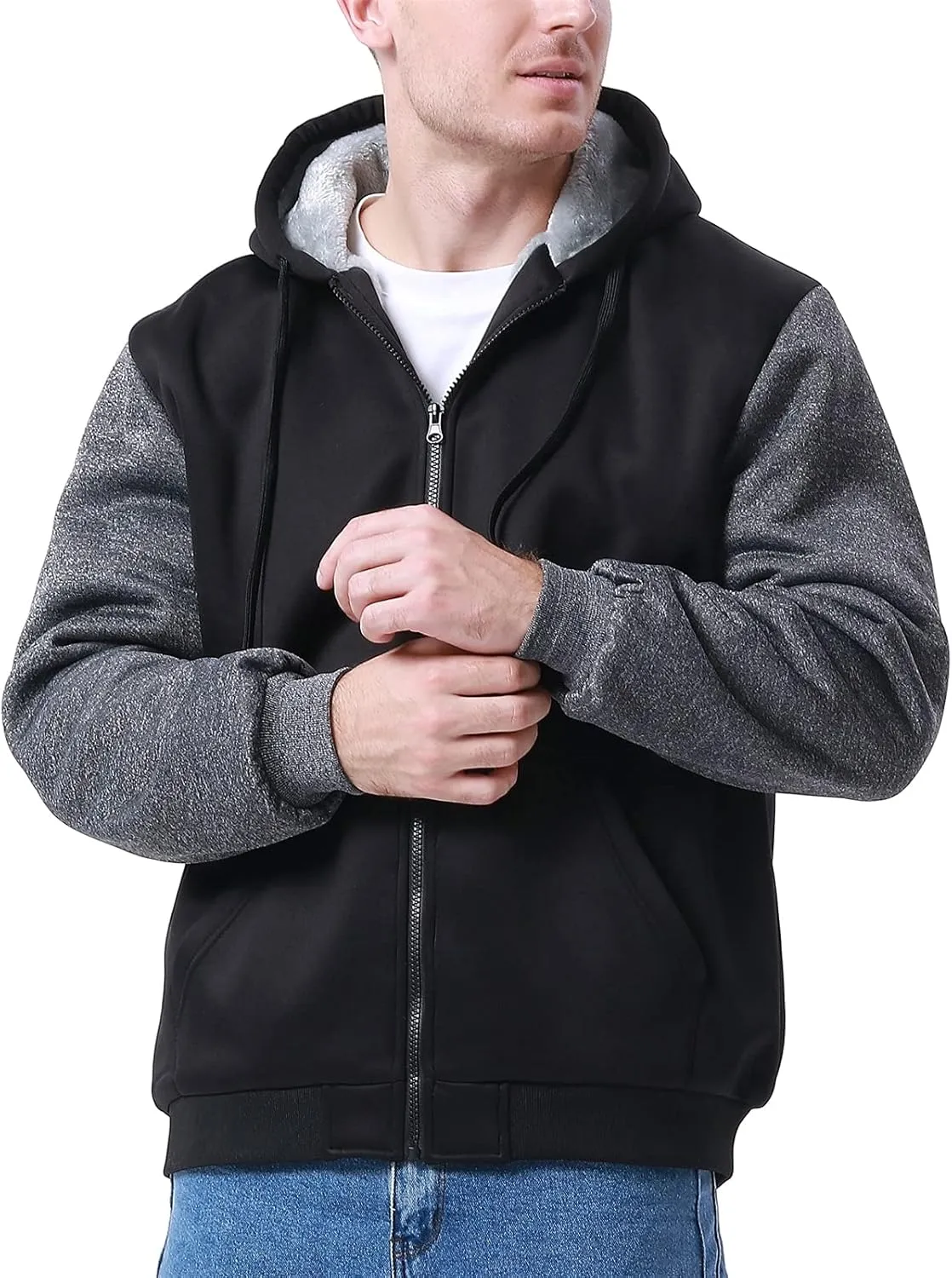 disi Men's Zip Up Hoodie Heavyweight Winter Sweatshirt Fleece Sherpa Lined Warm Jacket