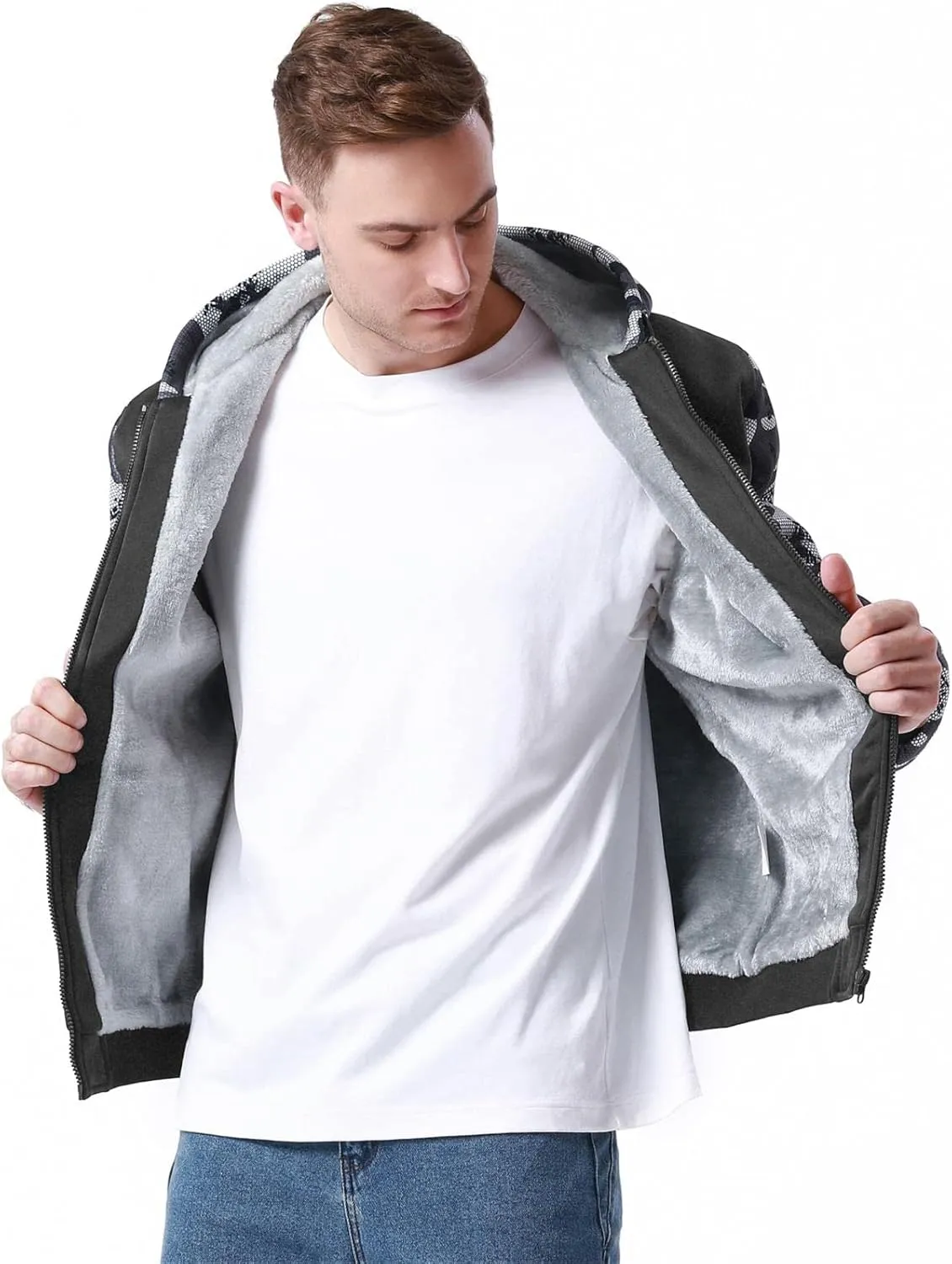 disi Men's Zip Up Hoodie Heavyweight Winter Sweatshirt Fleece Sherpa Lined Warm Jacket