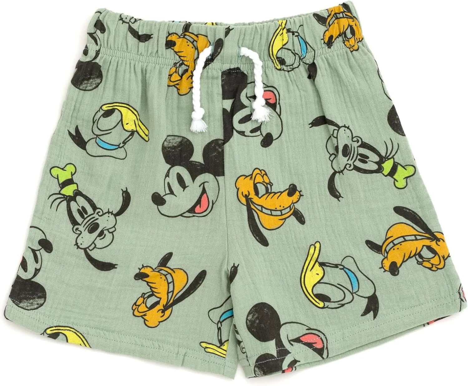 Disney Mickey Mouse Cotton Gauze Button Down Shirt, T-Shirt & Shorts 3 Piece Set Infant to Little Kid Sizes (12 Months- 7-8)