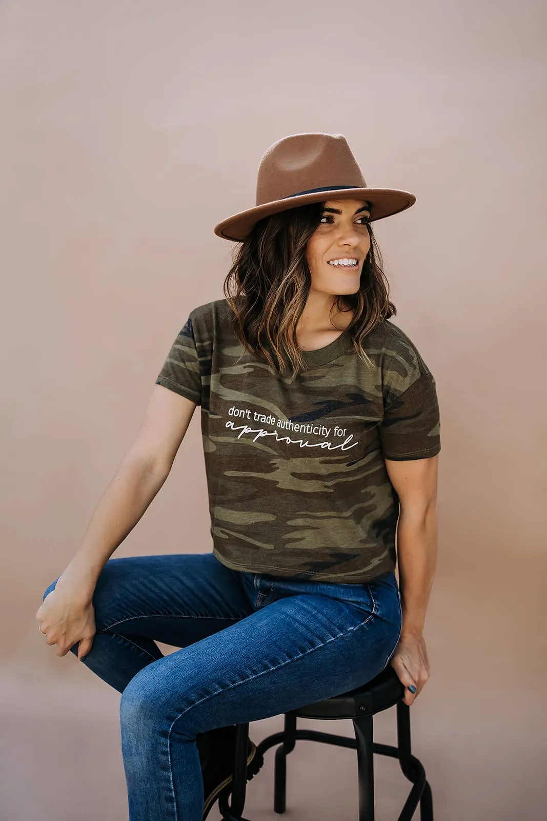 Don't Trade Authenticity for Approval Camo Modest Crop Top