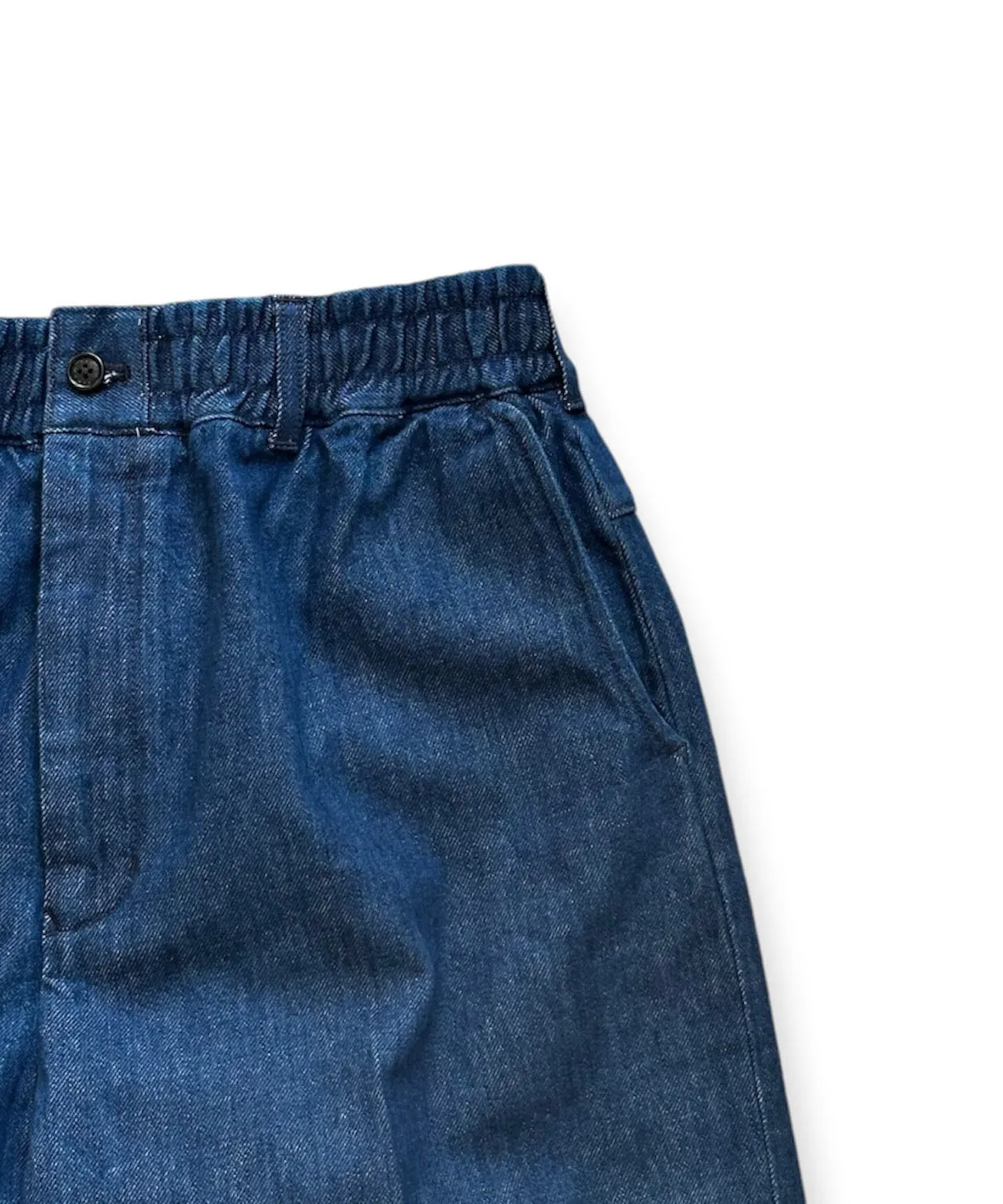 Blue Easy Wide Tapered Pants in 12.5oz Denim for an E-commerce Product
