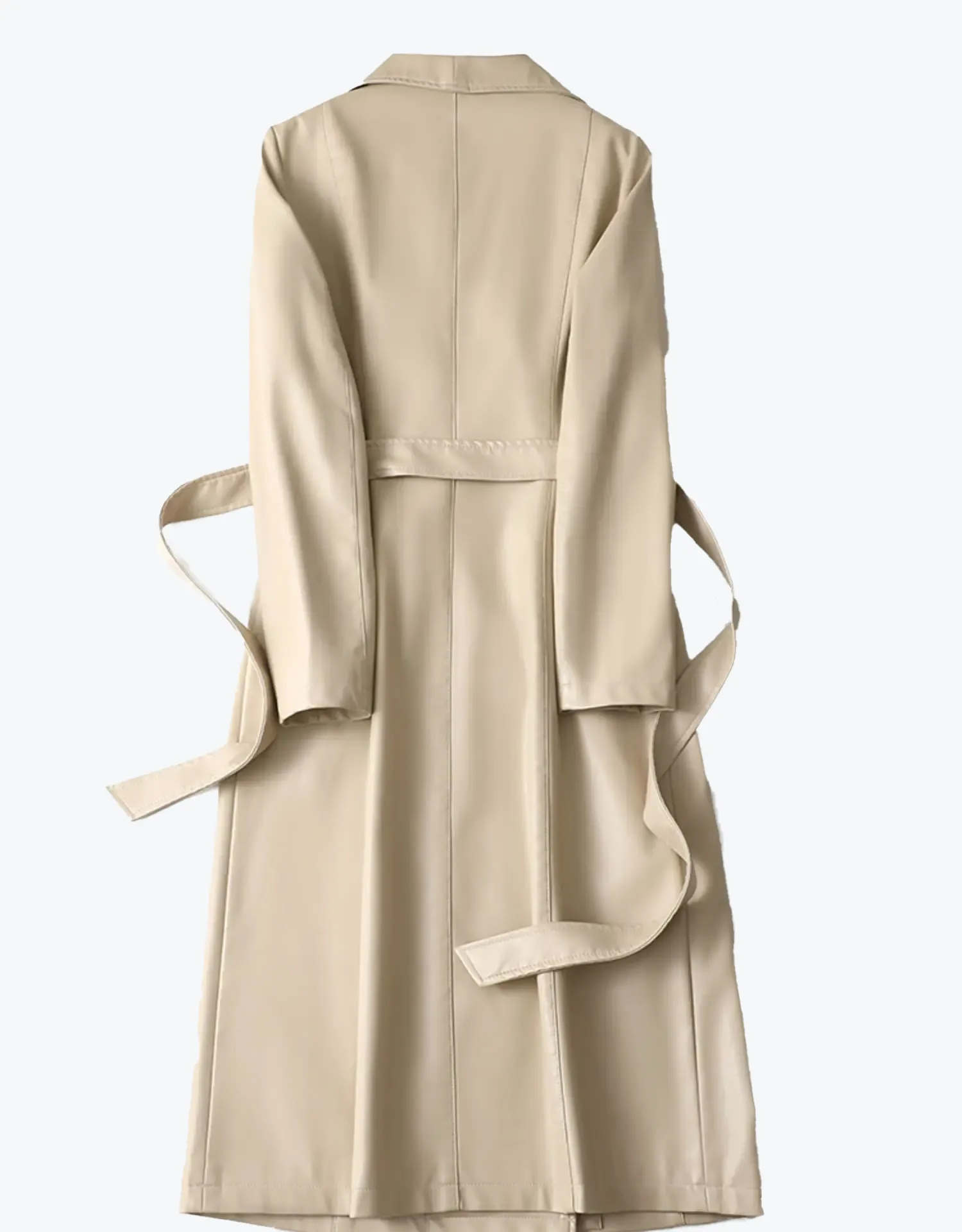 Elegant Double-Breasted Leather Coat