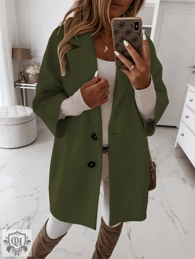 Elegant Single Breasted Collared Coat
