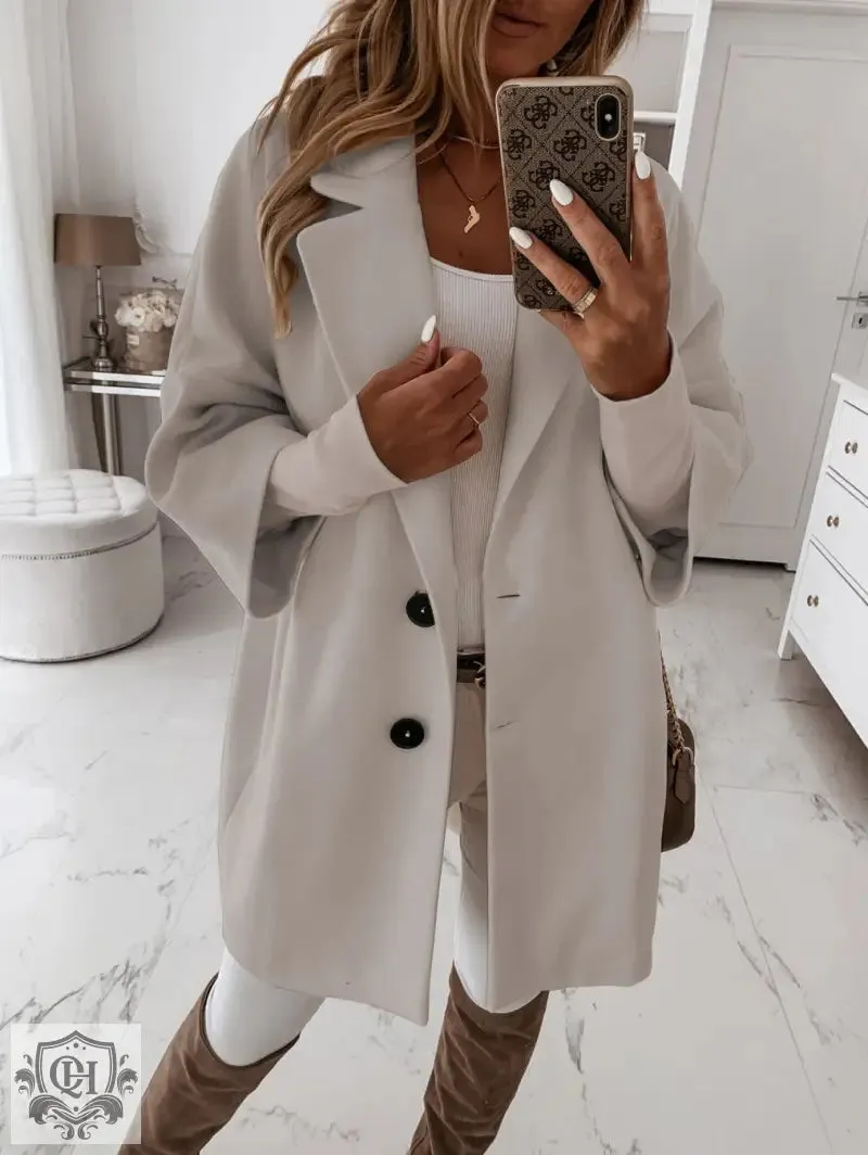 Elegant Single Breasted Collared Coat