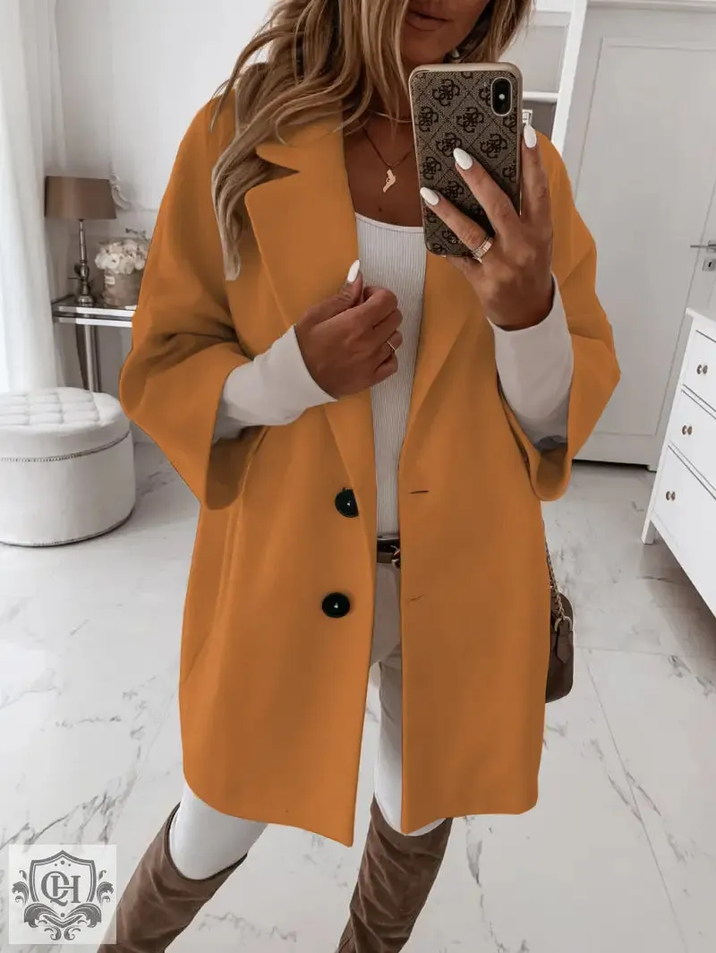 Elegant Single Breasted Collared Coat