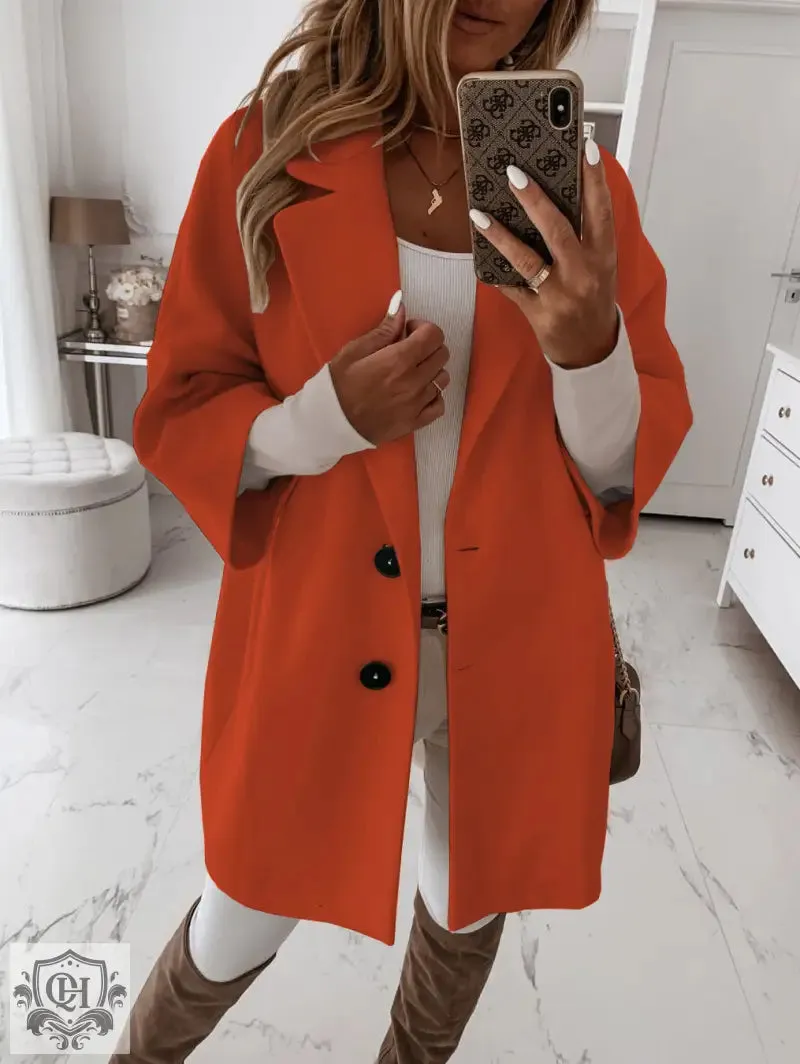 Elegant Single Breasted Collared Coat