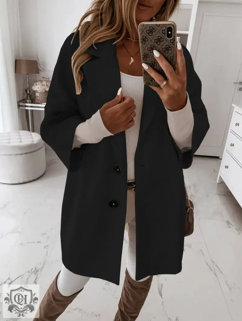 Elegant Single Breasted Collared Coat