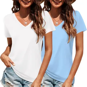 Elesomo Summer Tops Women Short Sleeve Shirts Casual Tshirt