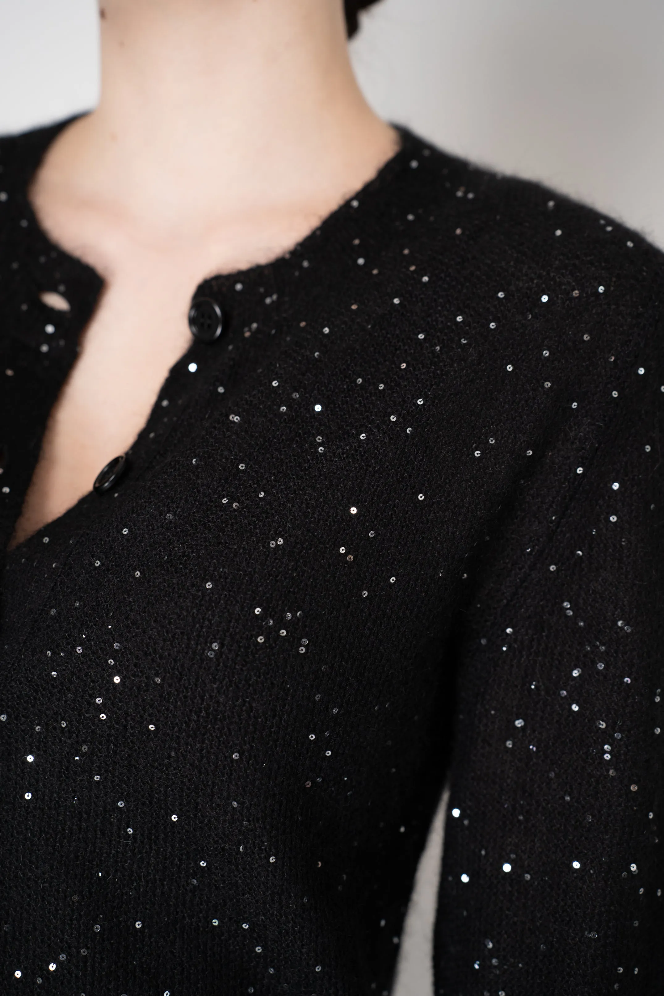 Fabiana Filippi Mohair Blend Sequin Knitted Cardigan in Black