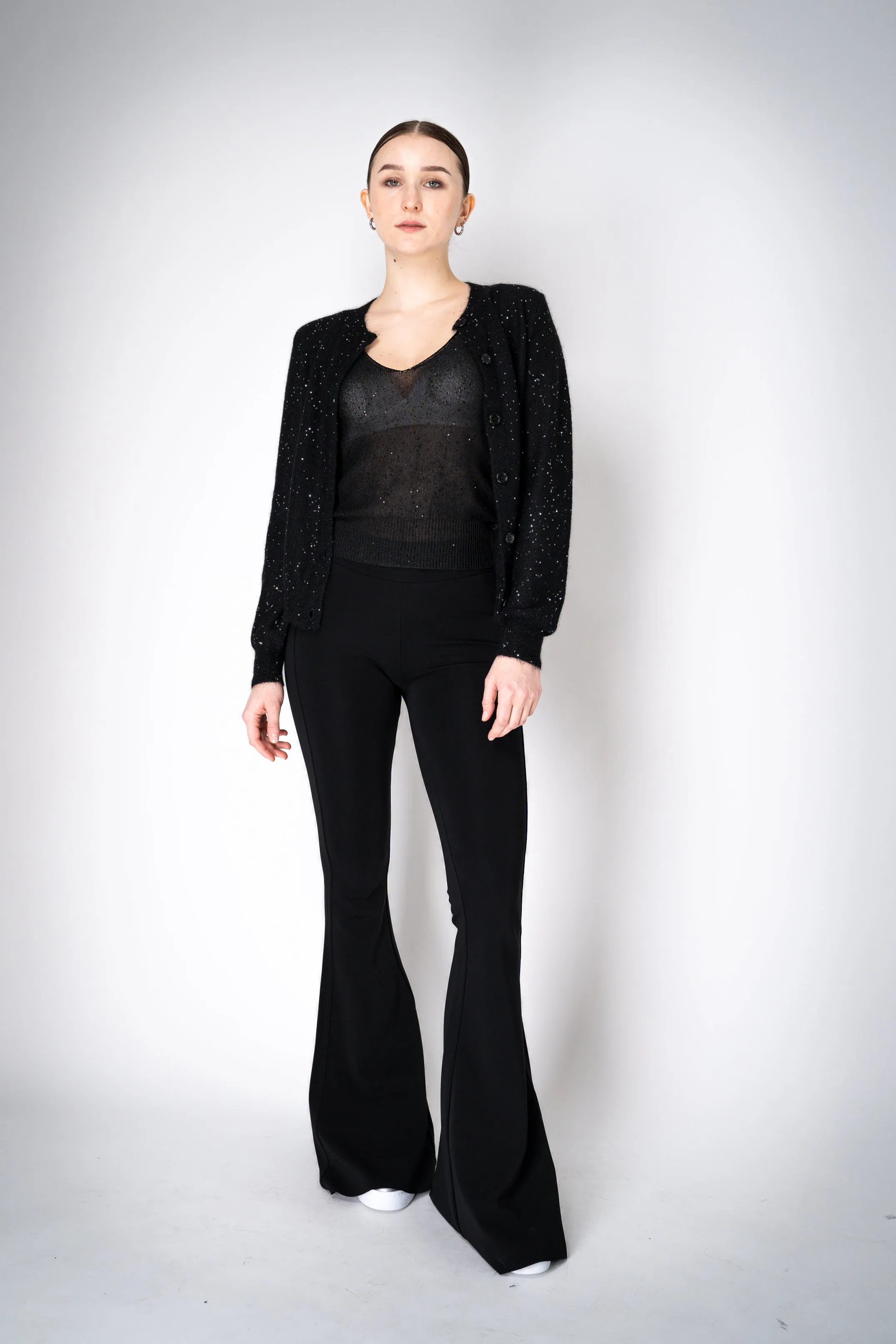 Fabiana Filippi Mohair Blend Sequin Knitted Cardigan in Black
