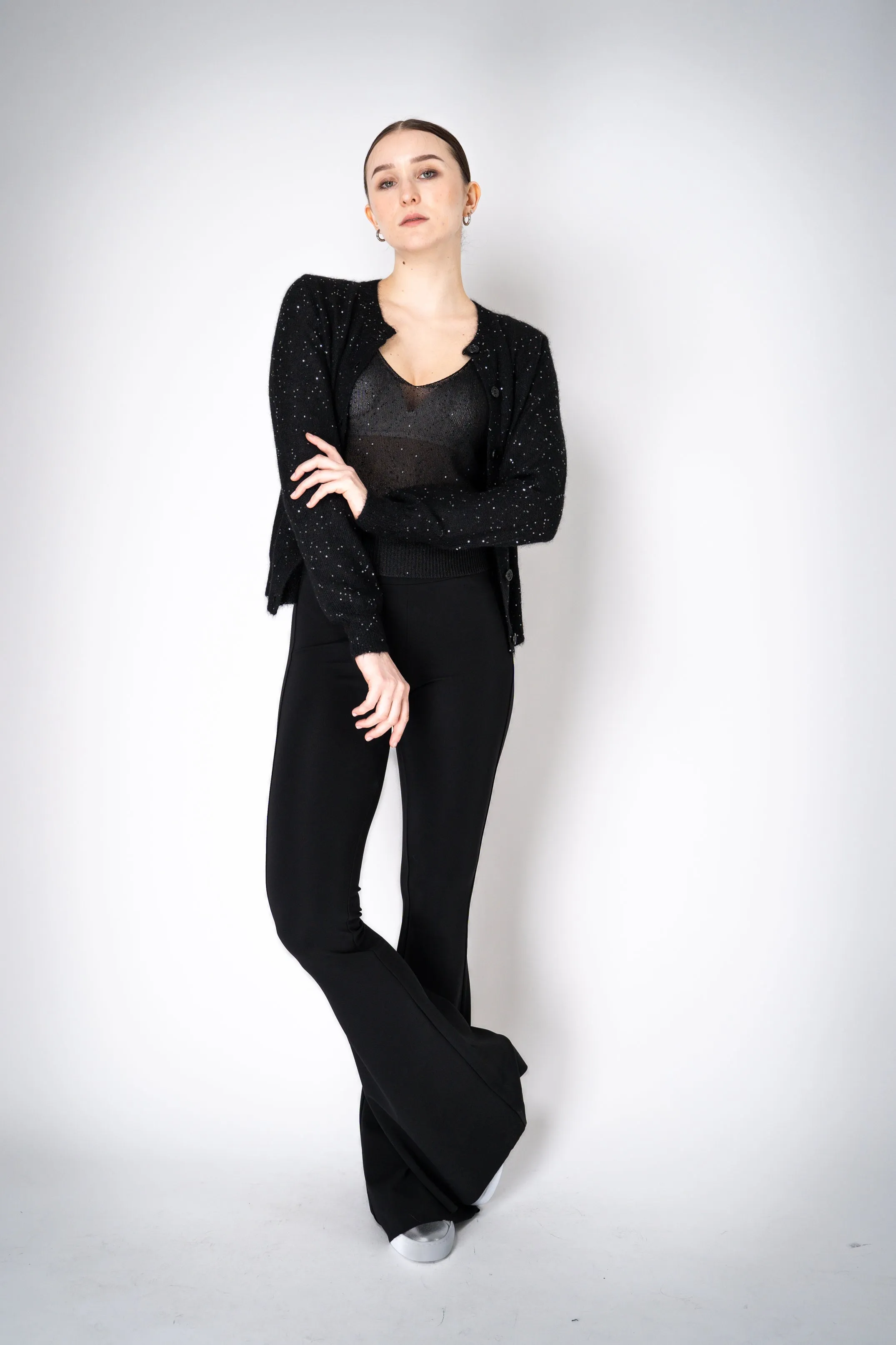 Fabiana Filippi Mohair Blend Sequin Knitted Cardigan in Black